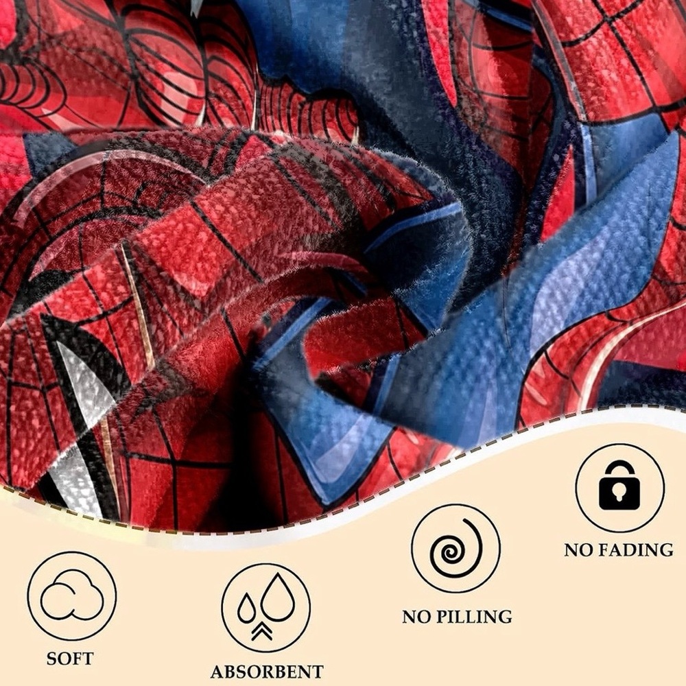 Marvel Spider-Man Beach Towel 27.5 x 55 Inches Kids Pool Bath Towel Red - Picture 5 of 8